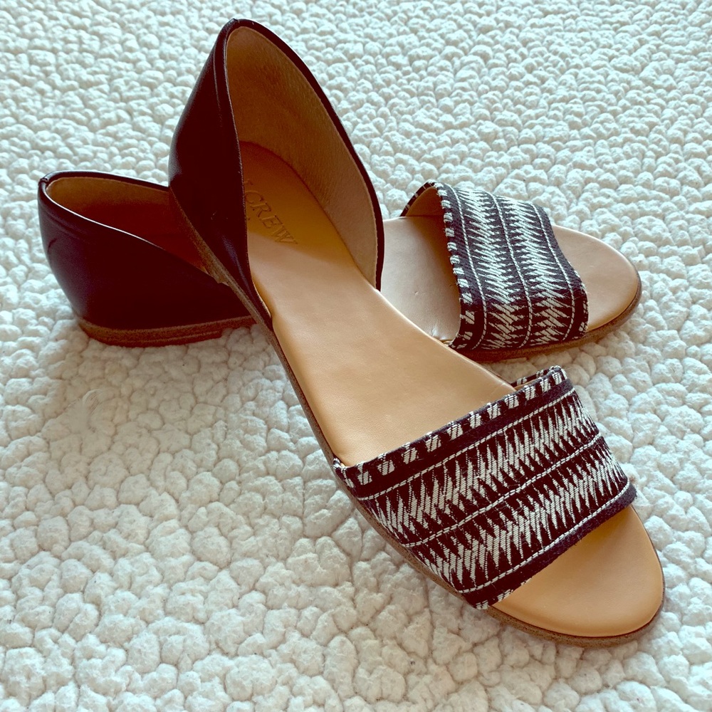 J. Crew Black/White Peep-Toe Flats